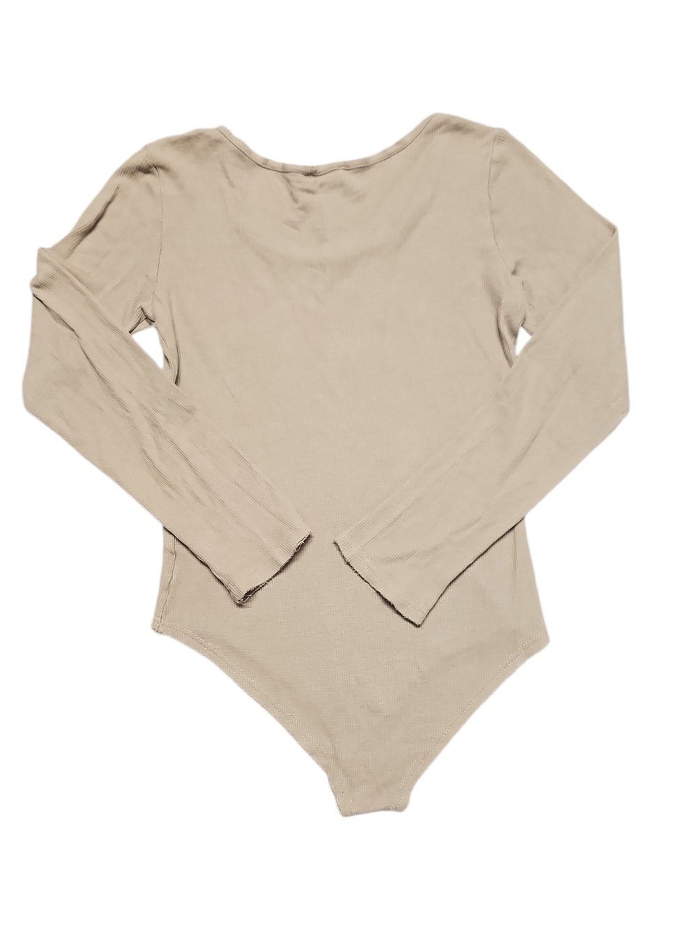 POL Long-Sleeve Scoop Neck Bodysuit in Tan Size Large - Picture 2 of 5